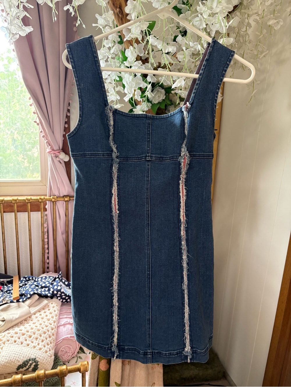 Urban Outfitters Dark Indigo Denim Pinafore Dress